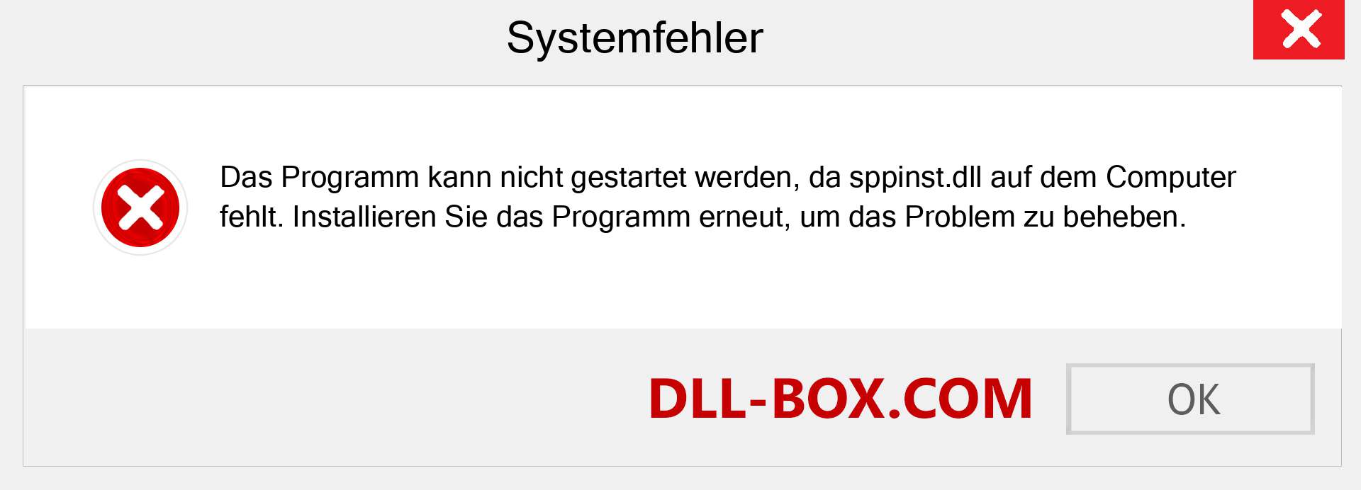 sppinst.dll-Datei fehlt?. Download für Windows 7, 8, 10 - Fix sppinst dll Missing Error unter Windows, Fotos, Bildern