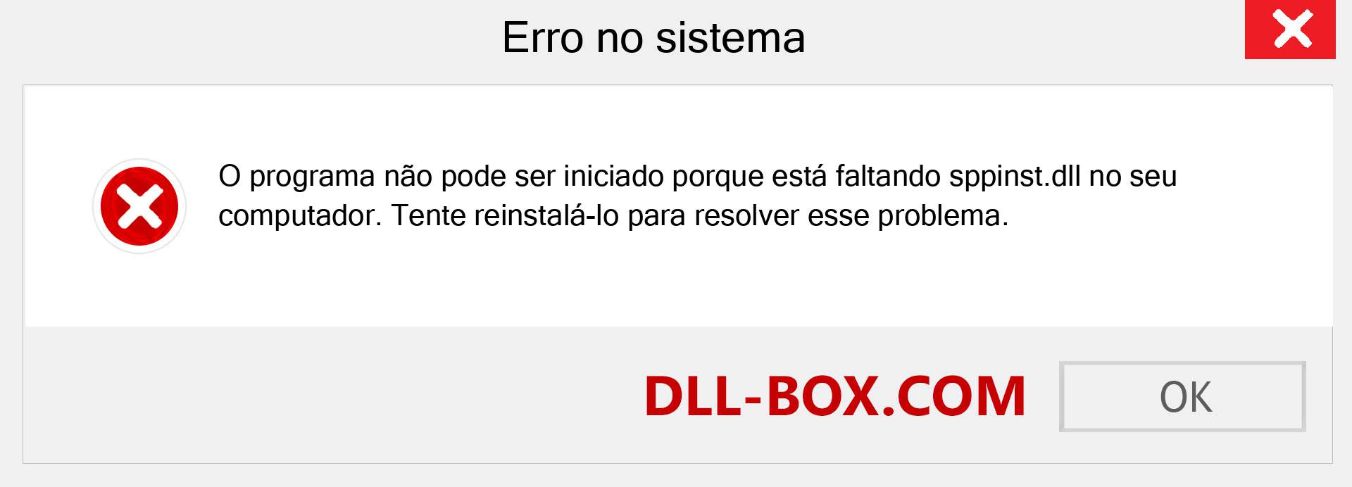 Arquivo sppinst.dll ausente ?. Download para Windows 7, 8, 10 - Correção de erro ausente sppinst dll no Windows, fotos, imagens